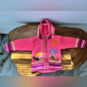 Lucy Idburg Handmade Peruvian Pink Hooded Mermaid Sweater/ 2T